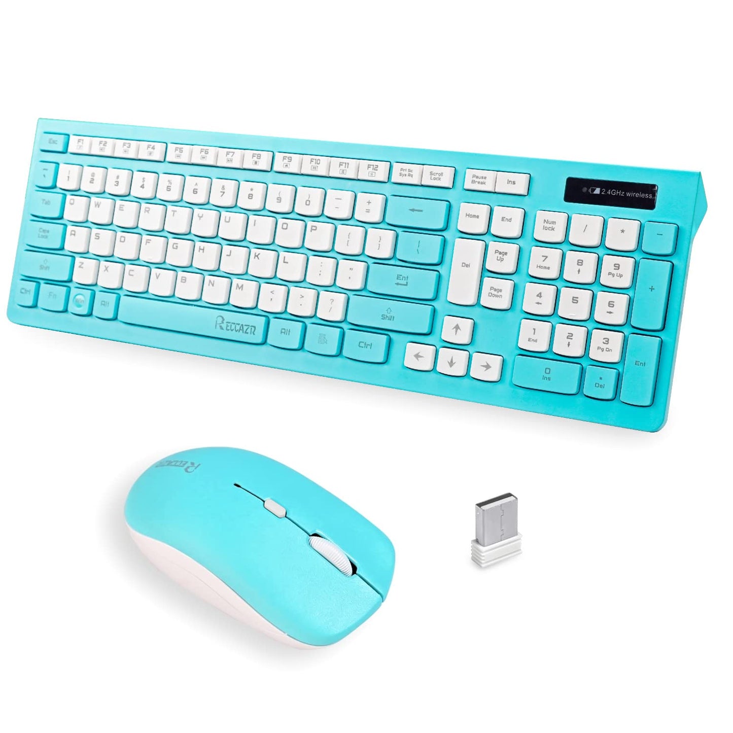 Wireless Keyboard and Mouse Combo, Full-Sized Wireless Keyboard and Adjustable DPI Mouse, 2.4GHz USB Receiver, Silent Keyboard and Mouse for PC, Windows, MAC, Desktop, Laptop(Purple)