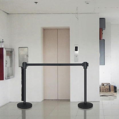 QKA Crowd Control Barriers with 16.4' Retractable Belt 2Pack Stainless Steel Stanchion Posts Queue Line Pole Stanchions, Black