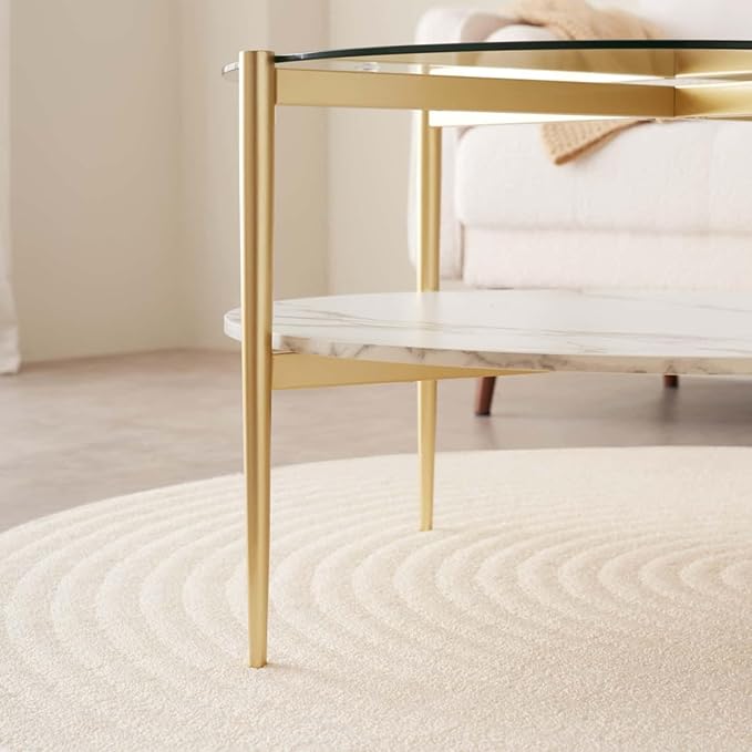 LumFurn Round Coffee Table for Living Room, Mid-Century Modern Design, D30 x H17