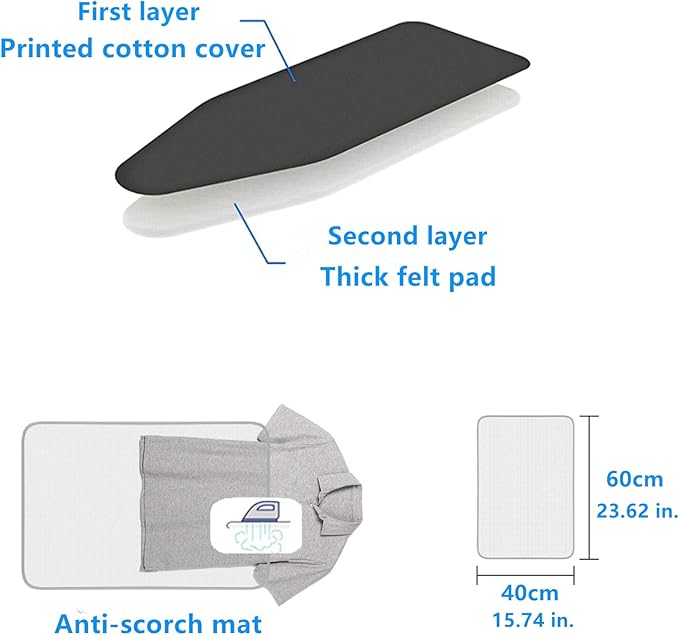 Extra Large Replacement Ironing Board Cover, 61.8x22.8 Inches, Drawstring Design
