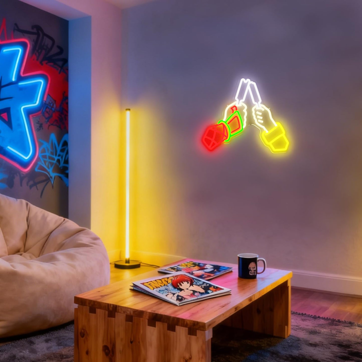 Mvorixa Anime Neon Sign Hand Neon Light for Wall Decor, Dimmable LED Japanese Anime Style Neon Sign for Bedroom, Game Room, Otaku Room, Man Cave, Birthday Gift for Anime Fans