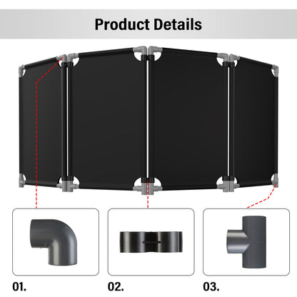 4 Panels Safety Barricade,7.8FT Removable Foldable Security Gates Barrier with Heavy Duty PVC Frame, Black Color Easier to Identify, Crowd Control Restricted Area Pedestrian Barricade Traffic Fence