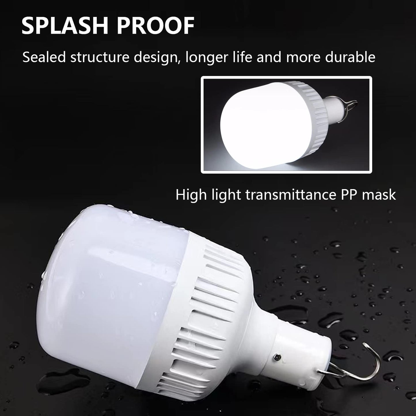 2Pcs Camping Lights,Emergency Lantern LED Work Light Bulb USB Rechargeable Lighting,30W 2000 Lumens,Portable Tent Light for Camping, Patio,Garden,BBQ,Hiking,Fishing. with Remote Control