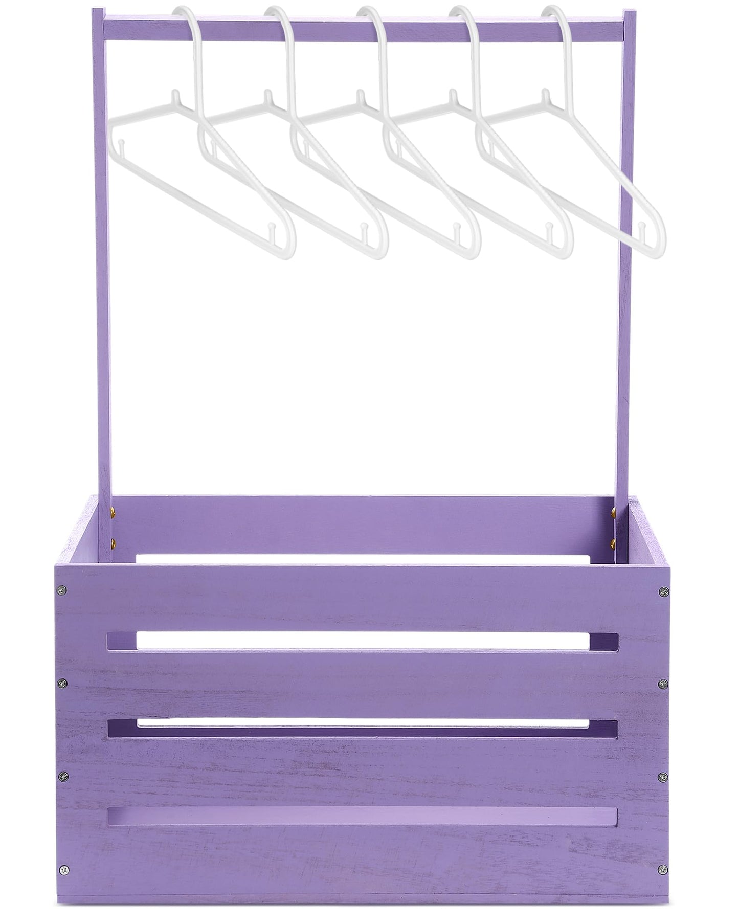 Suzile Wooden Baby Shower Crate Closet Wood Basket for Gifts with Handle Boy Girl Clothes Gender Reveal Storage Box for Newborn New Parent(Purple)