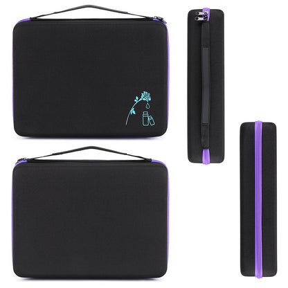 Hipiwe 108 Essential Oils Carrying Case Holds 5ml, 10ml, 15ml Bottles Hard Shell Exterior EVA Essential Oils Storage Organzier Bag with Foam Insert and Carrying Handle (Black+Purple 108)