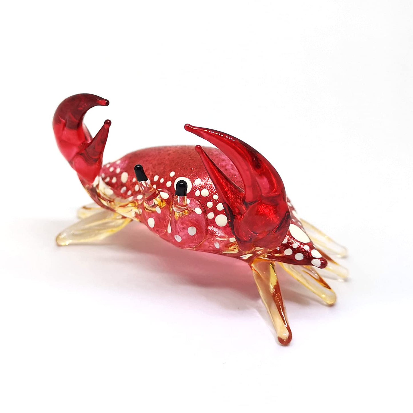 ZOOCRAFT Glass Crab Figurine Red Hand Blown Painted Art Miniature Coastal Style Gift Home Decoration,1.7 x 2.5 x 1.4 inches.