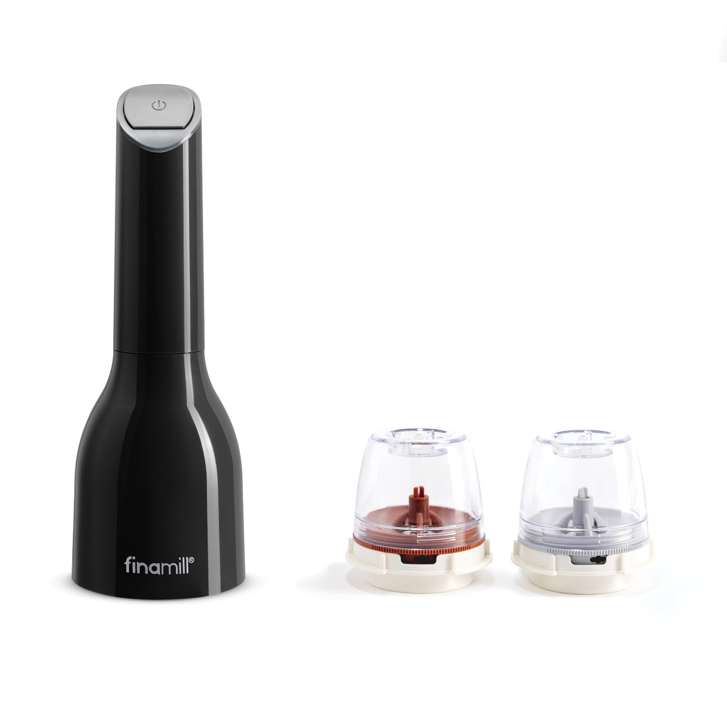 FinaMill Classic Battery Spice Mill – Battery Operated Salt and Pepper Grinder Set, Includes 2 Interchangeable Spice Pods, Adjustable Coarseness, LED Light, Home and Kitchen Gift Set for Father's Day