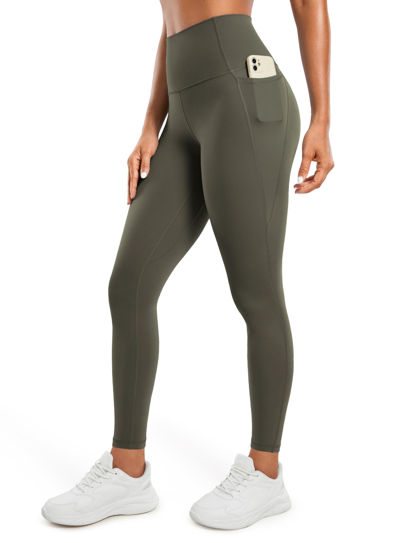CRZ YOGA Womens Butterluxe Workout Leggings 28 Inches - High Waisted Gym Yoga Pants with Pockets Running Buttery Soft