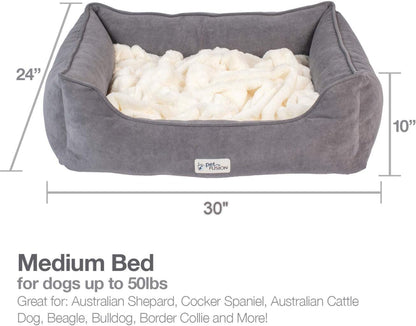 PetFusion [New] Calming Cuddler Dog Bed | Small, Medium | Promotes Natural Burrowing | Solid CertiPUR-US Memory Foam | Anti-Anxiety, Ultra-Cozy Loose Blanket
