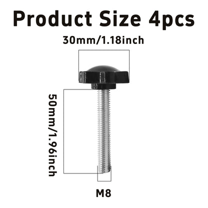 Runseaway 4Pcs M8 x 50mm Star Hand Knob Tightening Screws, Plastic Clamping Handle, Threaded Male Replacement Knob for Umbrella Base, Machines, Furniture, Tool Accessories