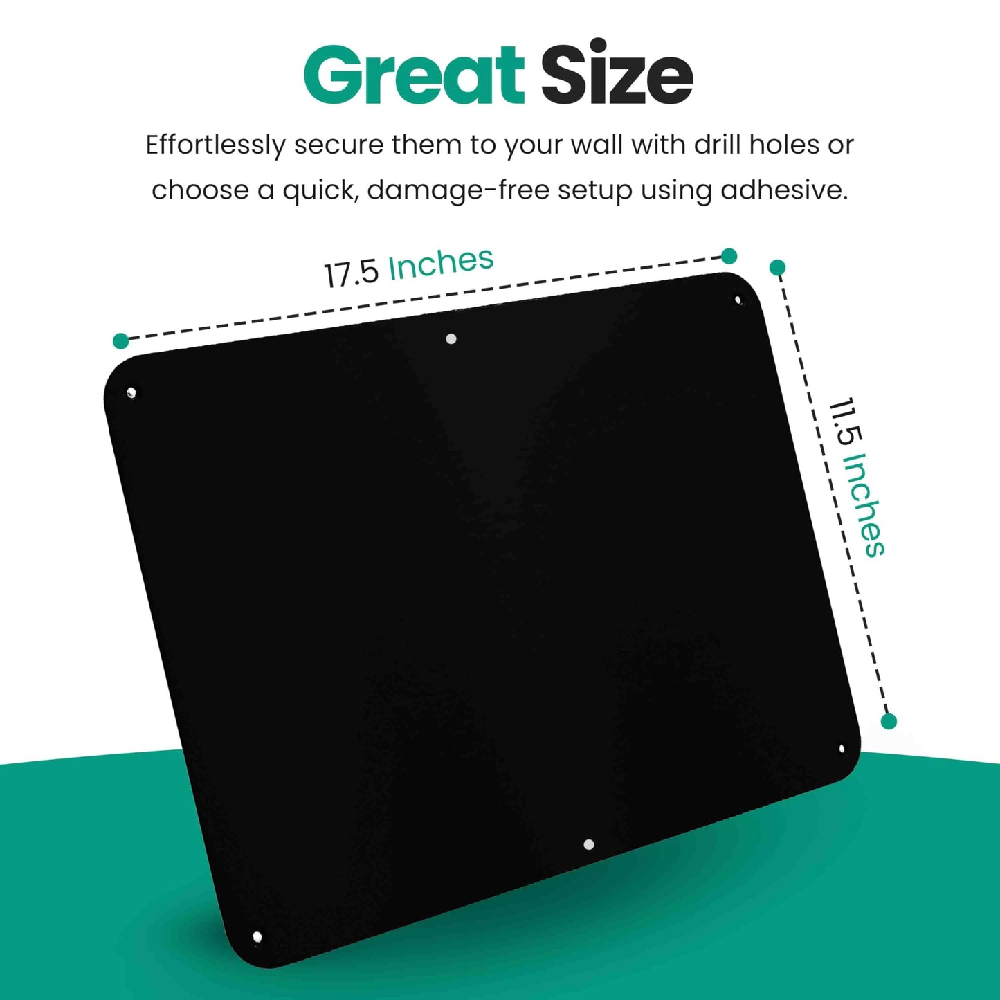 17.5inchX11.5inch Large Stainless Steel Plate for Magnets, 3M Adhesive Back, Mounting Screws, Ideal for Magnetic Shelf, Spice Holders, Colorful Magnets as a Gift. Mount Anywhere! (Black, 1 Pack)