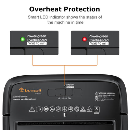 Bonsaii 8-Sheet Cross-Cut Paper Shredder for Home Office, P-4 Security, Shreds Credit Cards, Staples, Paper Clips, Overheat Protection, Easy Jam Clearance, 16L Bin (C261-C NEW)