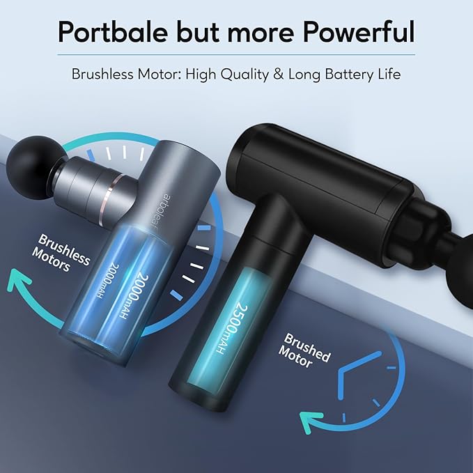 arboleaf Massage Gun Deep Tissue, Full-Metal Powerful Mini Percussion Massager with Silent Brushless Motor - Ultra-Quiet Pocket-Sized for Athletes, Back & Sore Muscles Relief at Home, Offic