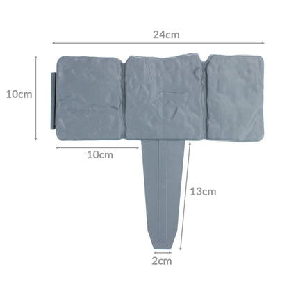5M Grey Stone Effect Lawn Edging – Pack of 20 No-Dig ABS Garden Border Edging, Interlocking Cobblestone Edge for Flower Beds, Path & Lawn Borders | Pukkr