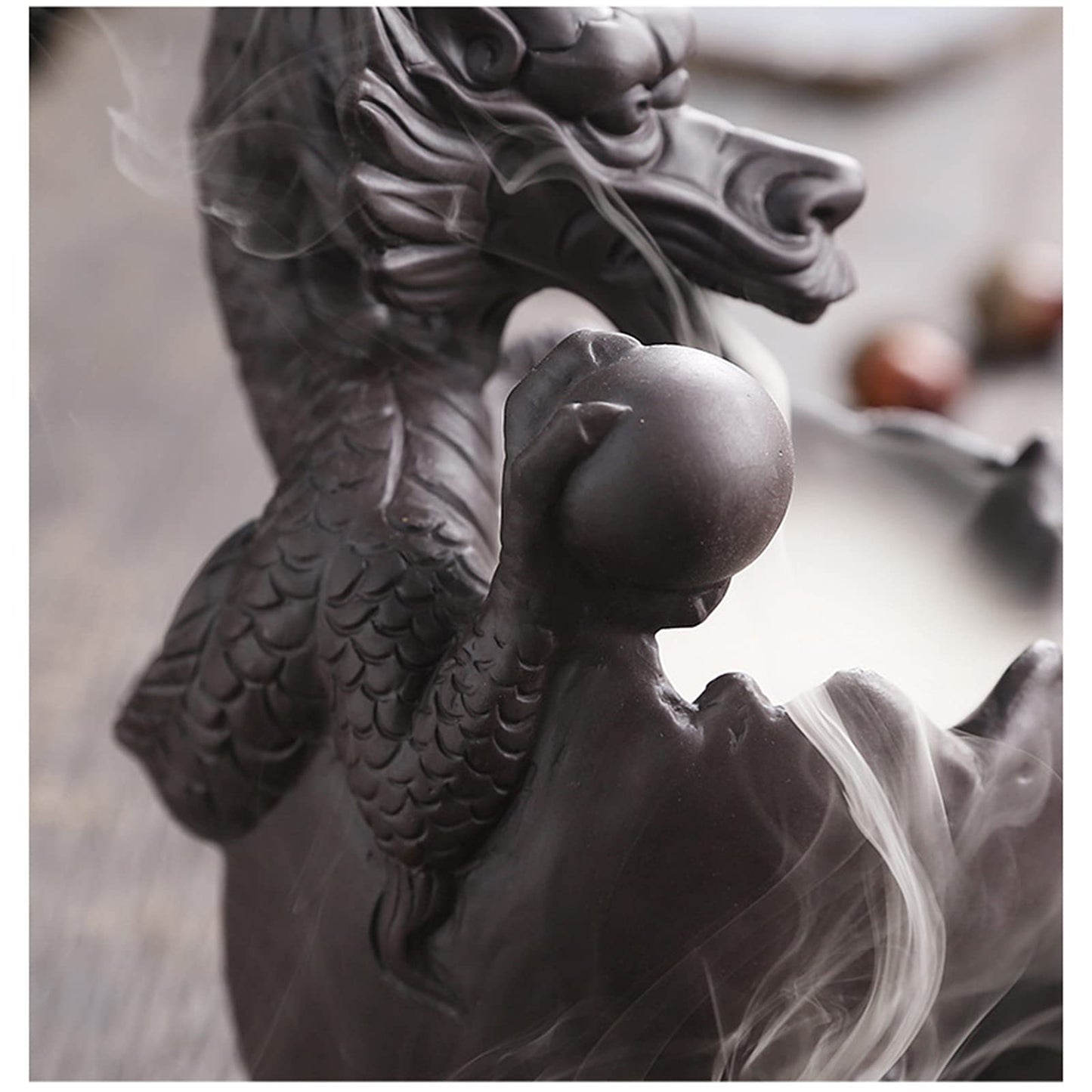Romehaha Dragon Waterfall Incense Holder - Ceramic Backflow Burner with Skull Head, Zen Meditation Decor for Home, Bedroom, Yoga Studio - Unique Dragon Statue Gift for Aromatherapy & Relaxation