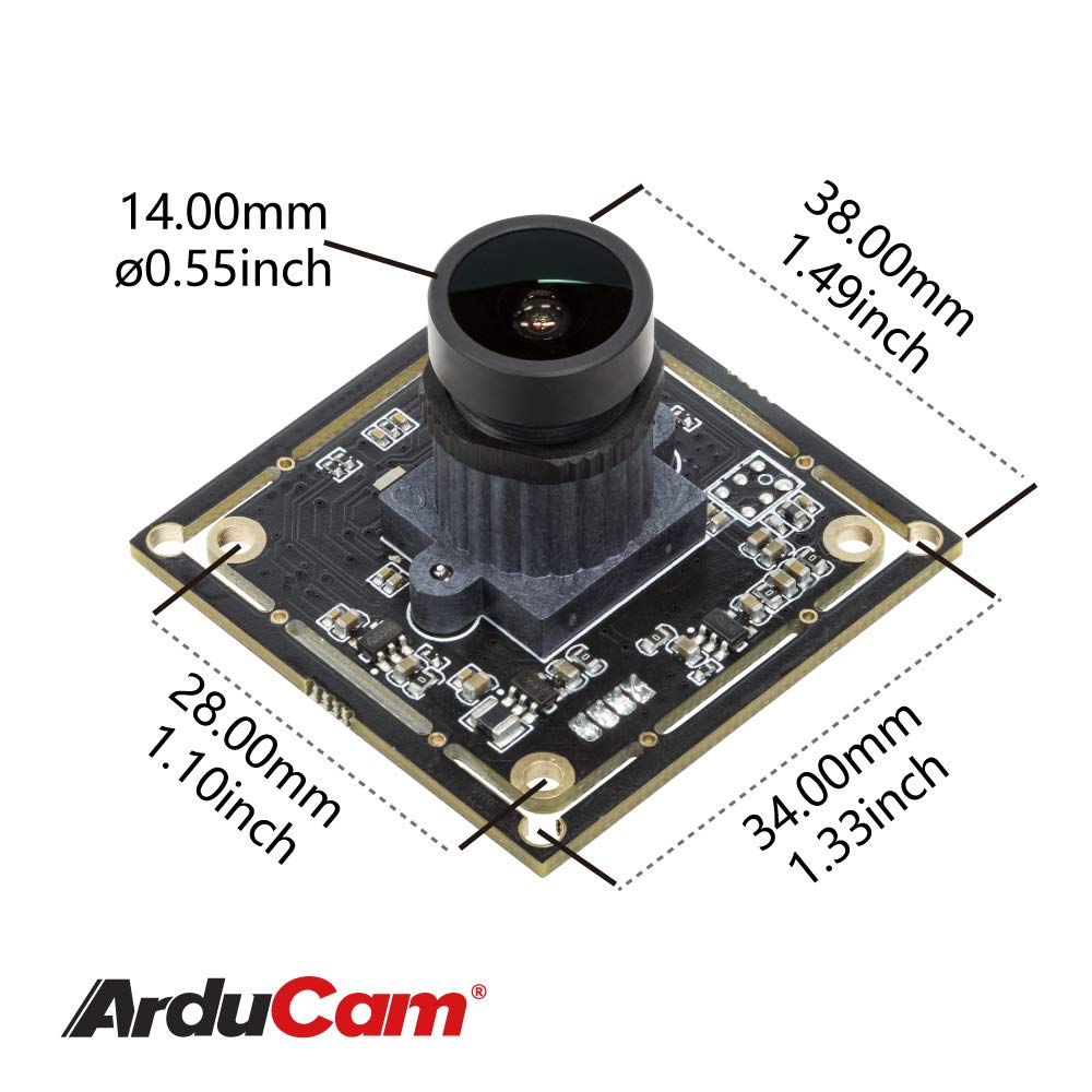 Arducam 1080P Low Light WDR Ultra Wide Angle USB Camera Module for Computer, 2MP CMOS IMX291 160 Degree Fisheye Mini UVC USB2.0 Webcam Board with Microphone, 3.3ft Cable for Windows Linux Mac OS
