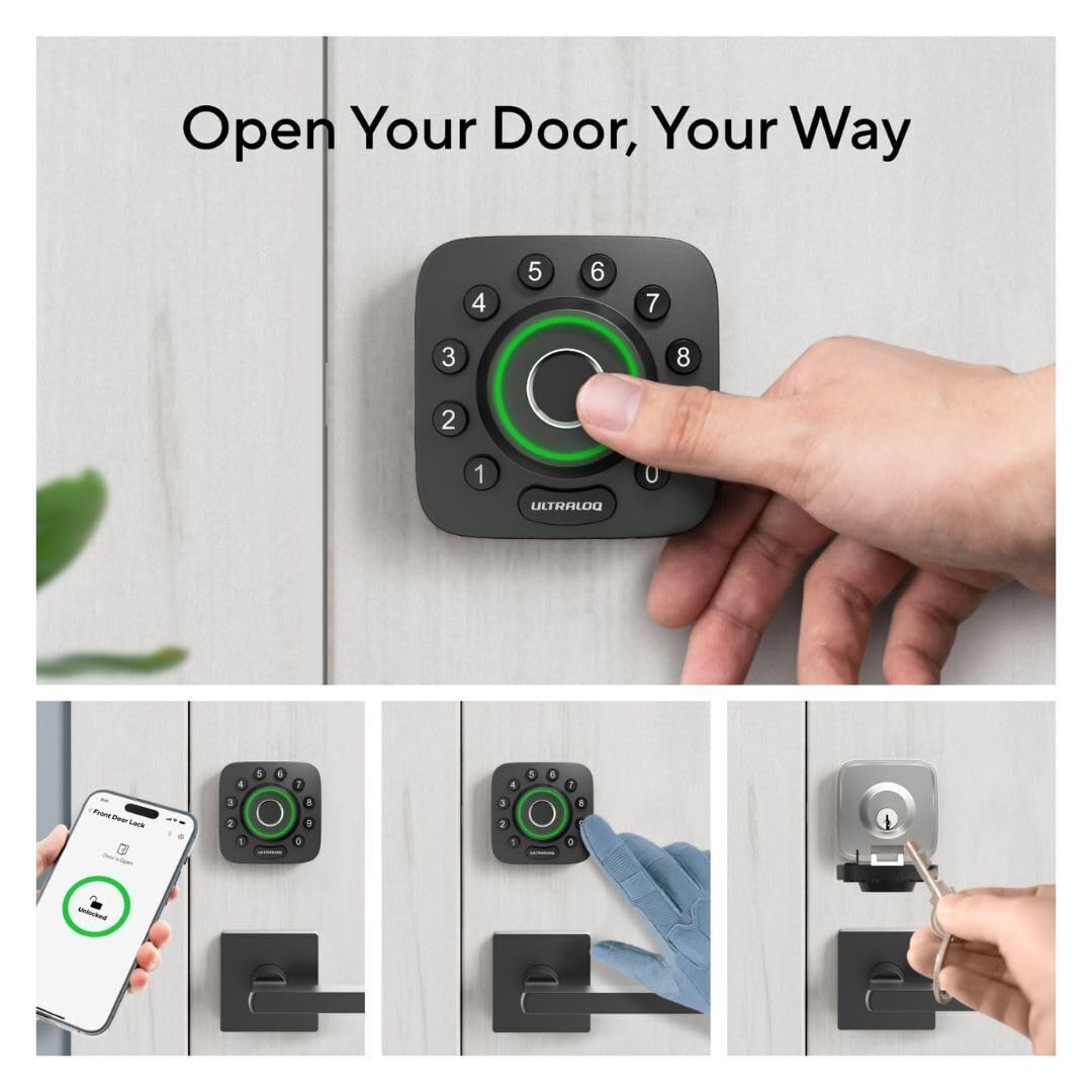 ULTRALOQ U-Bolt Pro Smart Lock with Door Sensor, 6-in-1 Keyless Entry Door Lock with Built-in WiFi, Fingerprint ID, Smartphone, Auto Unlock, WiFi Deadbolt, ANSI Grade 1 Certified