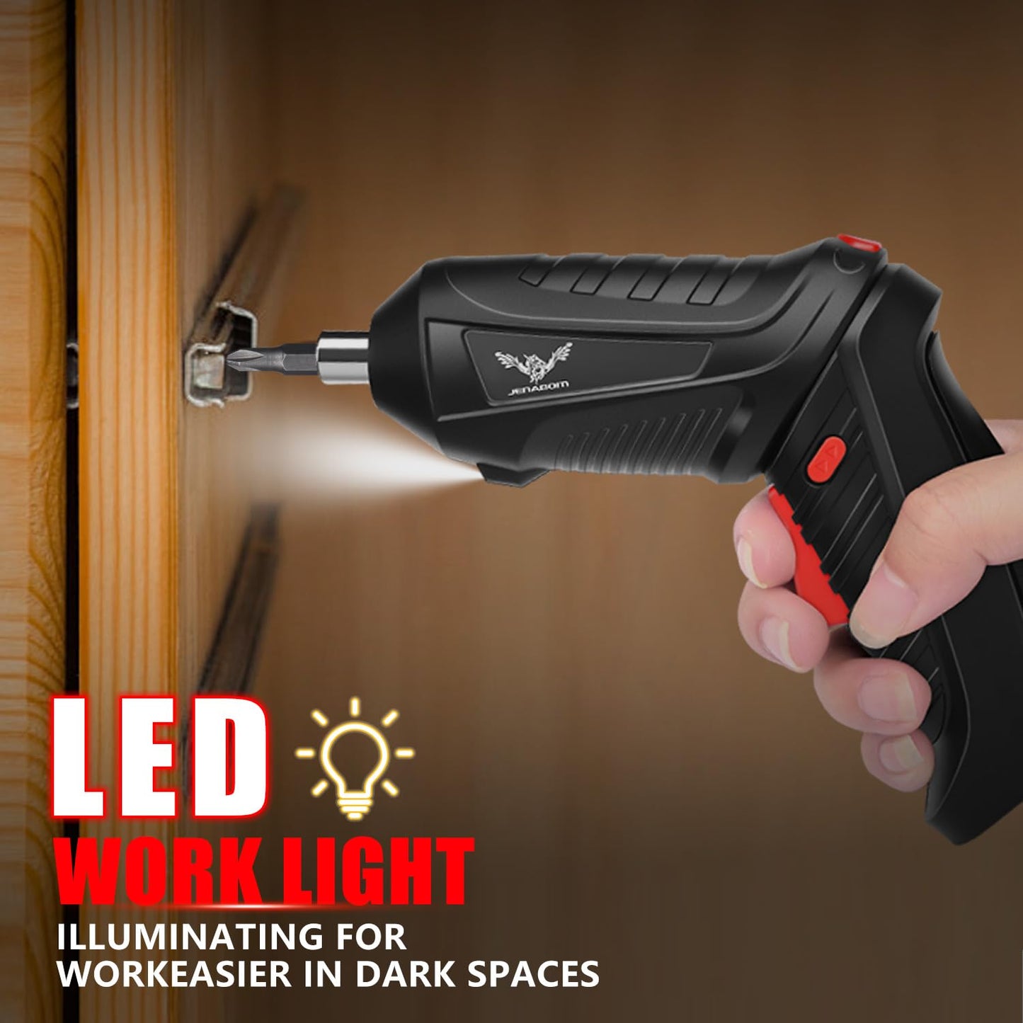 JENABOM Electric Screwdriver Cordless, 47 in 1 Upgrade Portable Cordless Driver, 3.6V Rechargeable 3.5N·m Screwdriver Kit, Dual Position Handle with LED Light for Home Improvement DIY Project