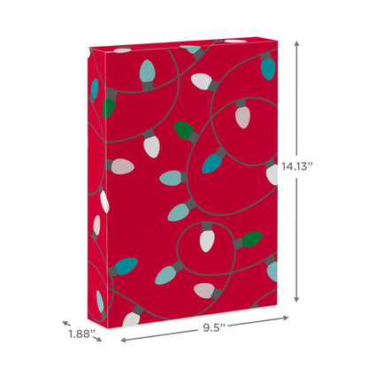 Hallmark Medium Christmas Gift Boxes with Lids (12 Shirt Boxes, 3 Designs: Lights, Trees, Red and Green Stripes) for Christmas, Holiday Parties, Hostess Gifts