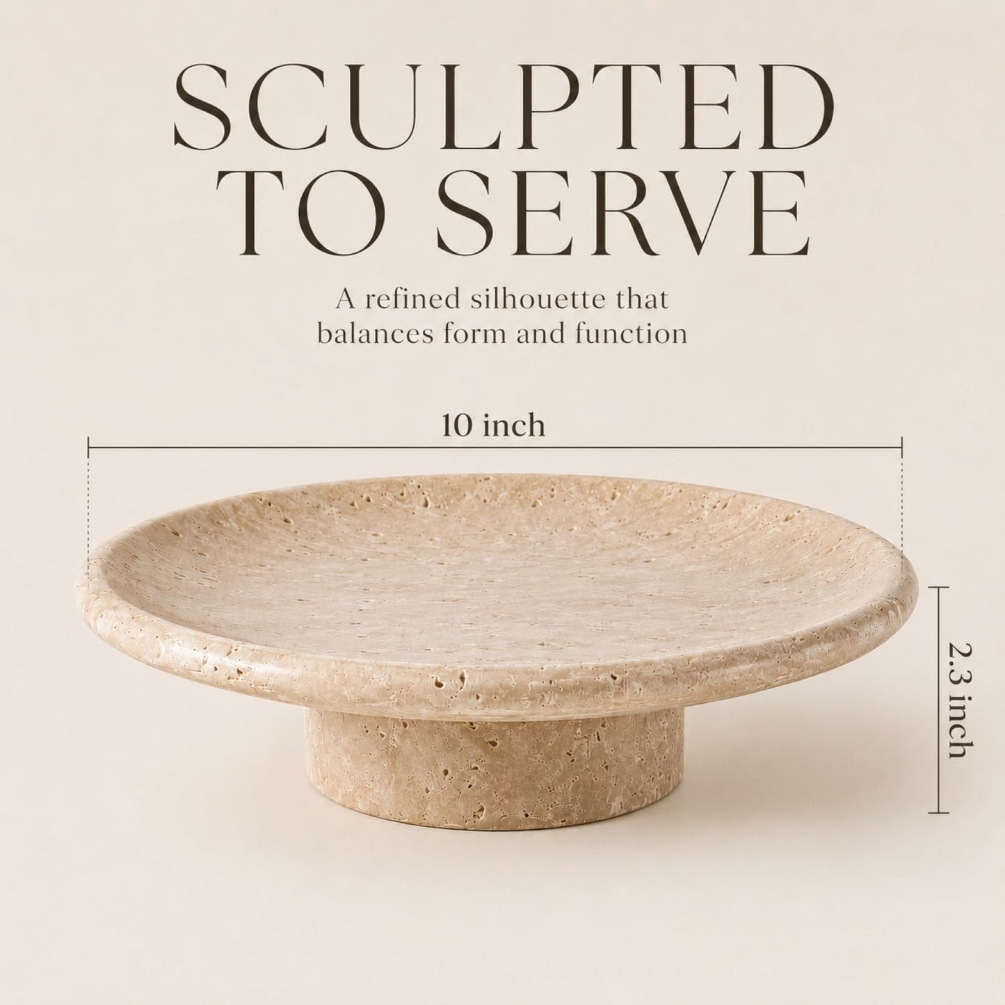 Novabright Natural Travertine Fruit Bowl for Kitchen 10 Inch Large Decorative Bowl Pedestal for Home Decor, Dining Table Centerpiece, Entryway Decor & Fruits Holder Kitchen Organization