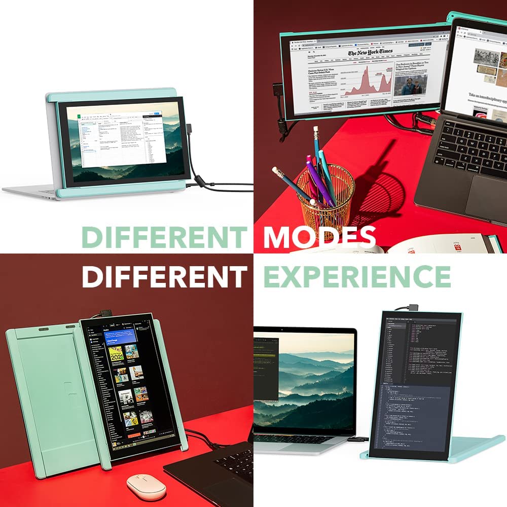 Duex Lite New Mobile Pixels Portable Monitor (2025 Upgraded), 12.5" Full HD IPS Laptop Screen Extender, USB C/HDMI Powered Plug and Play,Windows/Mac/Android/Switch Compatible (Jadeite Green)