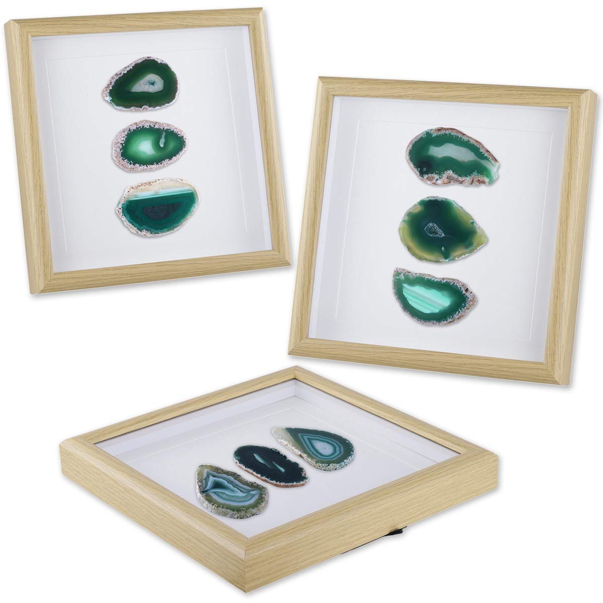 Rockcloud 8.8 inches Framed Agate Slice/Natural Agate Geode Gemstone Wall Decor Living Room Dorm Wedding Wall Art Table Top Display Home Decoration, Green