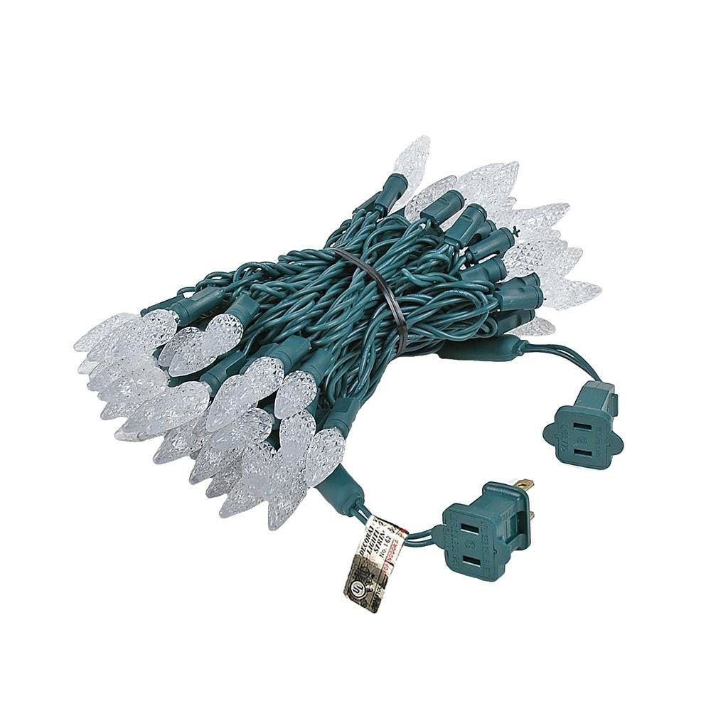 Novelty Lights 24FT 70 LED C6 Christmas String Lights, Outdoor Commercial Grade Tree Decorations, Permanent LED Lights (Pure White)