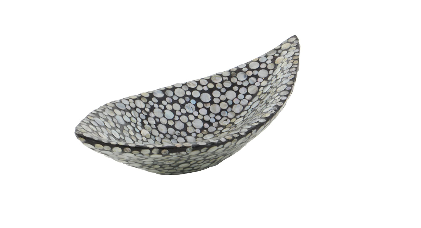 Deco 79 Mother of Pearl Shell Living Room Decor Tray Ottoman Tray, Serving Tray 22" x 10" x 6", Gray
