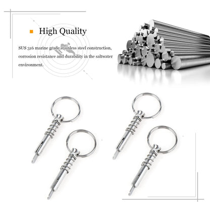 AMYSPORTS Marine Quick Release Pin Steel Deck Stainless Release Pin Hardware Boat Bimini Top Pins Release SUS316 4pcs