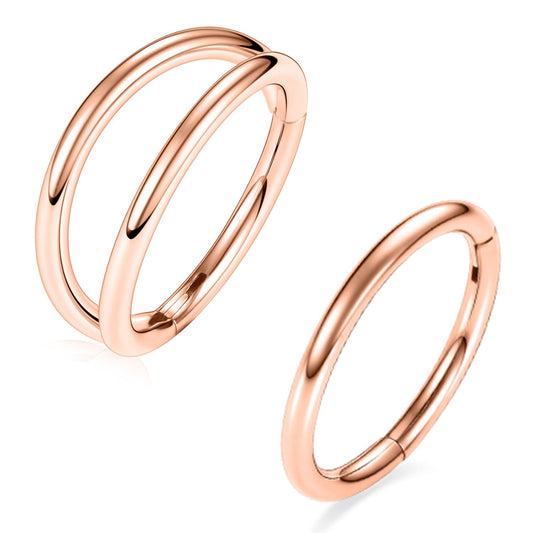 Nose Rings 14 Gauge Hoop Earrings For Women 14g Nose Hoop Rose Gold Septum Jewelry Surgical Steel Septum Ring Double Hoop Septum Clicker Lip Rings Helix Earring Conch Piercing Cartilage Earring 12mm