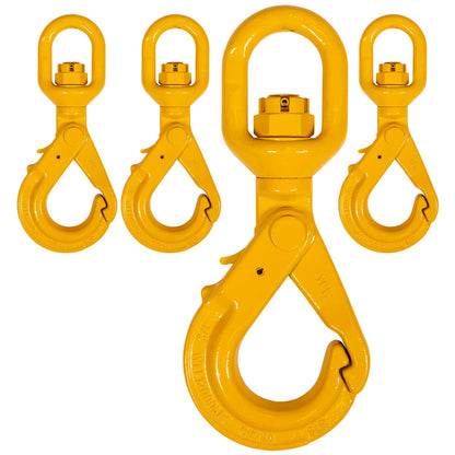 US Cargo Control 1/2 Inch Swivel Self-Locking Hooks (4-Pack), G80 Chain Hooks, 12,000 LBS Working Load Limit, Heavy Duty Swivel Hooks for Lifting Jobs, Load Binding Applications, & Trailers