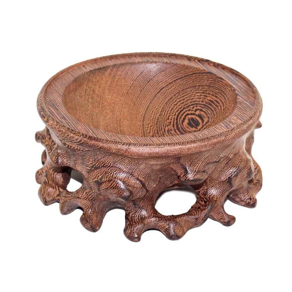 GOLDY&WENDY Oriental Asian Rosewood Crystal Decorative Ball Display Stand Pedestal Stands