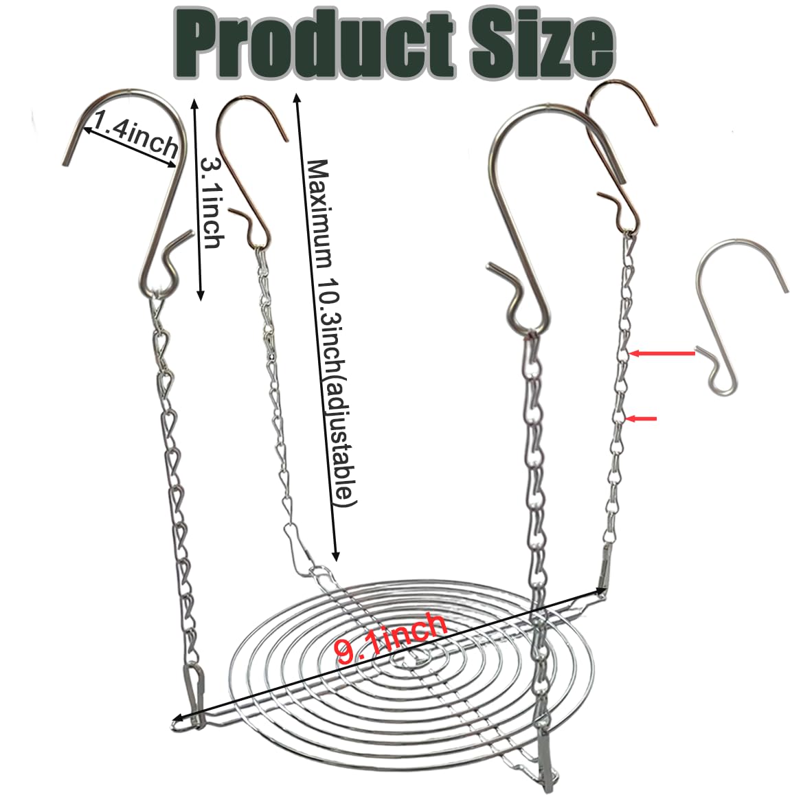 Toeloioh Adjustable Height Planter Inserts for Tall Planters Large Pots,4 Hooks Fits in The Top Openings,Chain Planter Filler Elevate Plants,Wedding & Party Decor