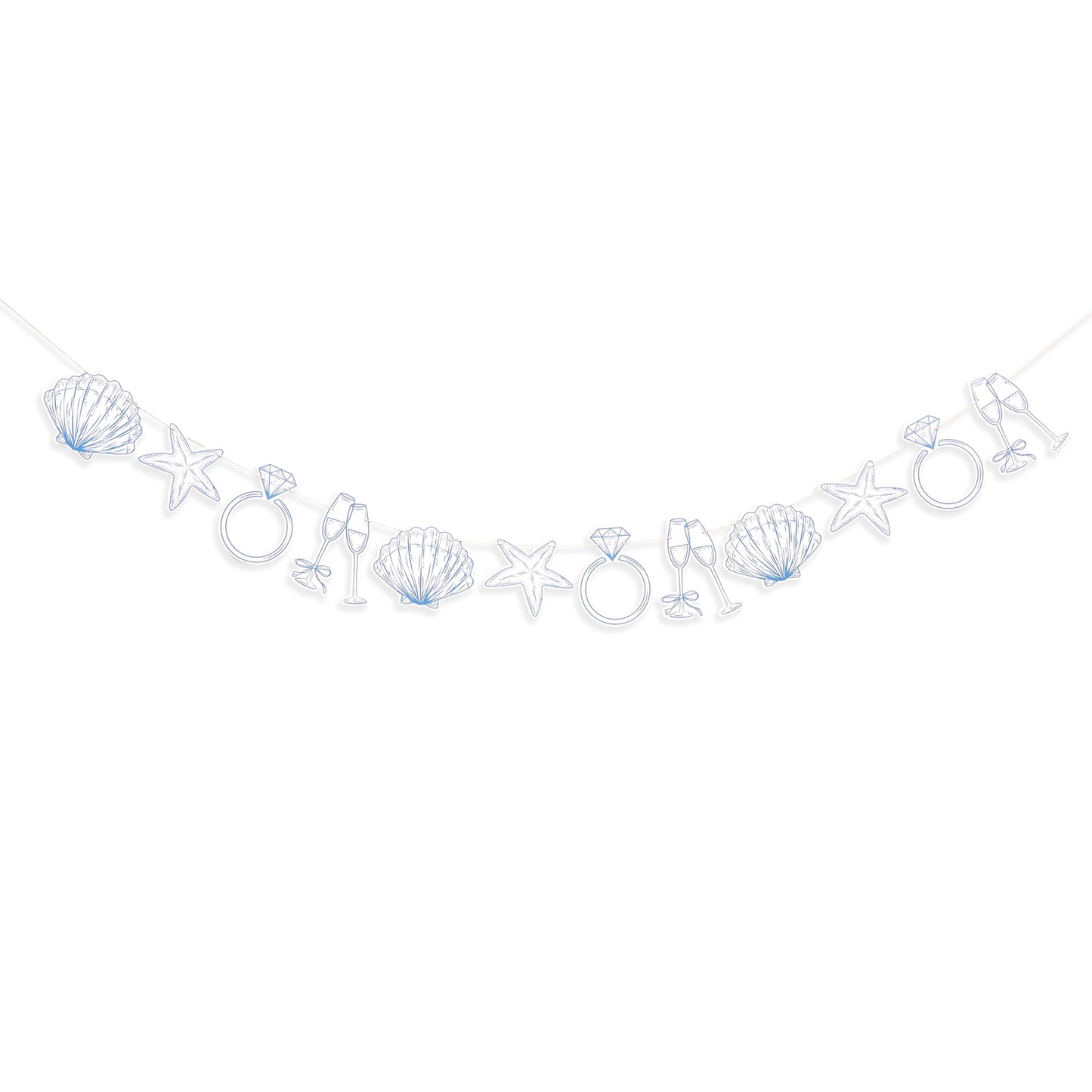 Last Toast On The Coast Banner - Coastal Bachelorette Decor,Seashell Garland Blue Bridal Shower Beach Party Banner,Seashells And Wedding Bells Garland (banner-1)