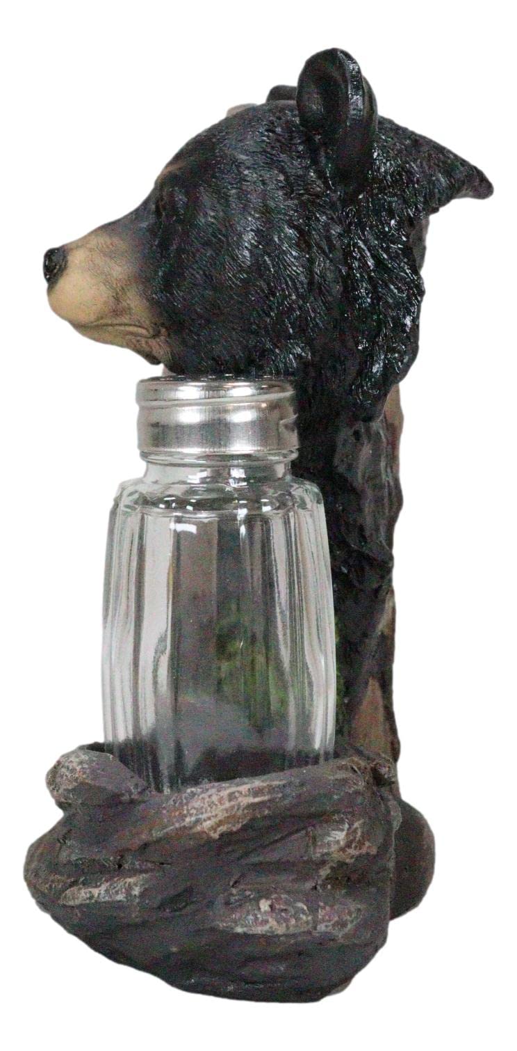Ebros Gift Whimsical Black Bear By Toadstool Mushrooms Tree Branch Forest Woods Salt And Pepper Shakers Holder Figurine Set Rustic Bear Cabin Lodge Decor