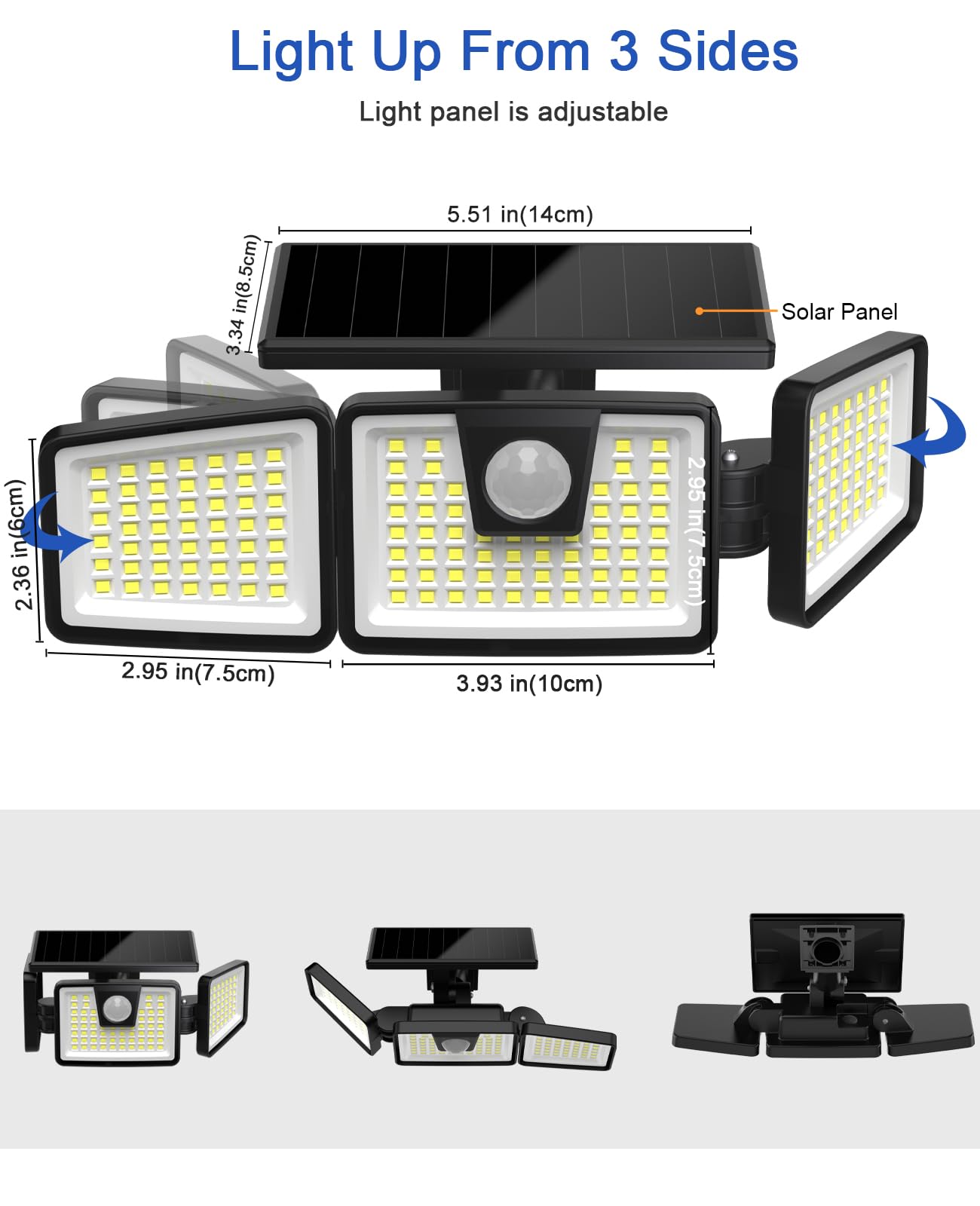 156LED Solar Lights Outdoor, Solar Security Lights Outdoor Motion Sensor 270° Wide Lighting Angle, Solar Floodlight IP65 Waterproof, Solar Wall Lights for Front Door, Yard, Garage, Garden (1 Pack)
