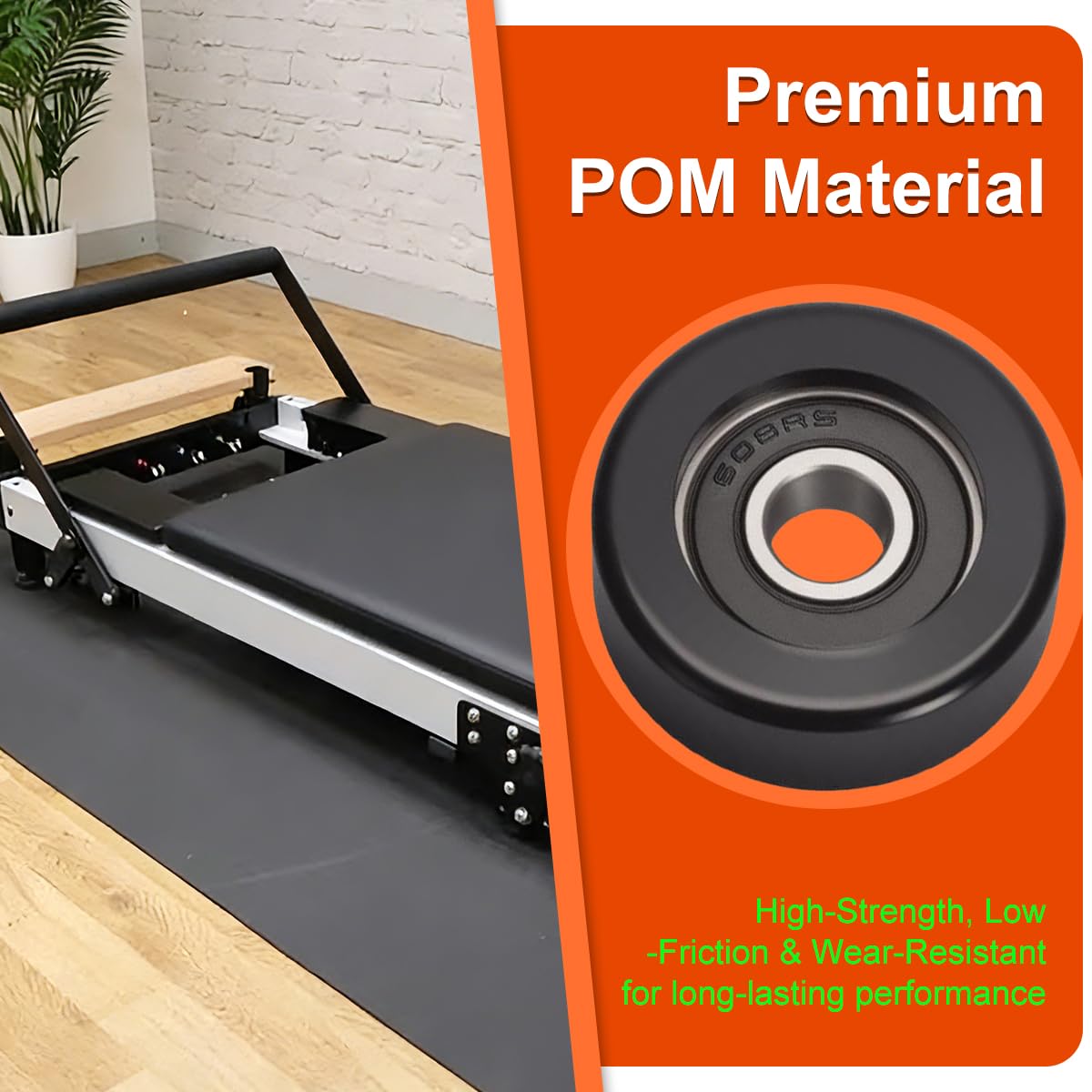 Optimized Replacement Roller Wheels for Aero Pilates Reformer, Set of 4, High-Performance Cylindrical Design, Ultra-Smooth & Silent Glide, Easy Installation, Black