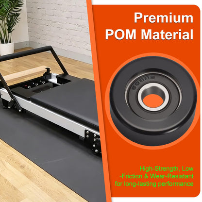 Optimized Replacement Roller Wheels for Aero Pilates Reformer, Set of 4, High-Performance Cylindrical Design, Ultra-Smooth & Silent Glide, Easy Installation, Black
