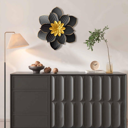 Blueprint Ivy 12" Metal Flower Wall Decor Rustic Floral Sculpture 3D Flower Art Decoration for Living Room Garden Bedroom Dining Room Kitchen (Black)