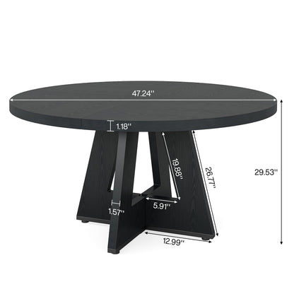 Tribesigns 47 inch Round Dining Table Wood Kitchen Table for Dining Room, 47" Dinner Room Tables for 4-6, Farmhouse Accent Furniture with Wooden Tabletop and Cross Base, Black