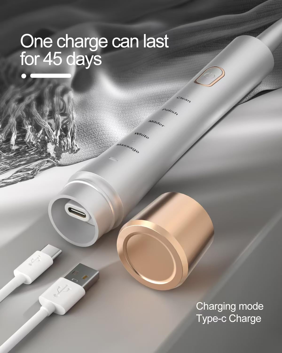 Sonic Electric Toothbrush for Adults, USB Rechargeable Sonic Toothbrush with 8 Brush Heads, Smart Timer, 5 Modes, 2-Hour Fast Charge Last 30 Days, Pink