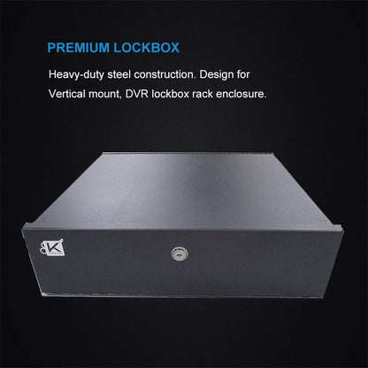 Kenuco Heavy Duty 16 Gauge DVR Security Lockbox with Fan (Black 18'' X 17.9'' X 4.96')