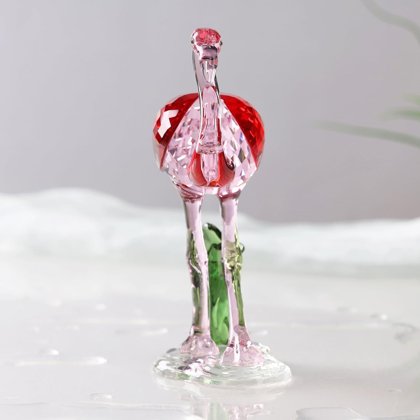 DOJOZ Crystal Flamingo Realistic Animal Art Figurine Collection Table top Ornament Statue Home Decor