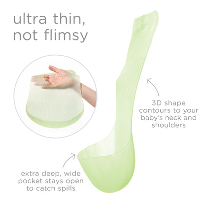 Olababy Fold N Go Silicone Baby Bib w Travel Case | Soft, Lightweight, Waterproof Bibs for Infants & Toddlers | BPA Free (1 Bib + 1 Travel Case, Kiwi)