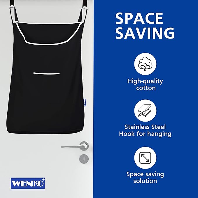 WENKO Laundry Hamper Bag Hanging, Over The Door Basket