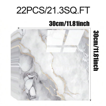 Chejiaye 22pcs Marble Peel and Stick Backsplash Surface Waterproof Wall Panels,Self-Adhesive Marble PVC Foam Wall Panels for Kitchen, Bathroom - 11.8"x11.8" Kitchen Tile(Not Real Tiles,Colorful)