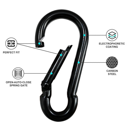 Small Carabiner Clip Hook, 1.57 inch 10 pcs Black Heavy Duty Spring Snap Hook Key Chain, Carabiners Clips for Outdoor Camping, Swing Set, Hammock, Hiking Travel, Fishing, Quick Link Keychain