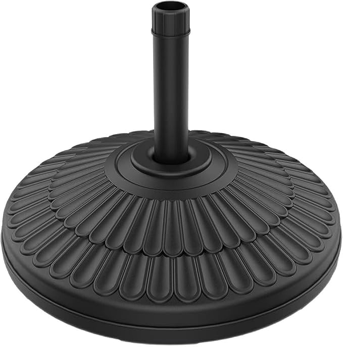 wikiwiki 80 Lbs Round Weighted Patio Umbrella Base, Free Standing Heavy Duty Base Water & Sand Filled Plastic Round Umbrella Base (Charcoal)