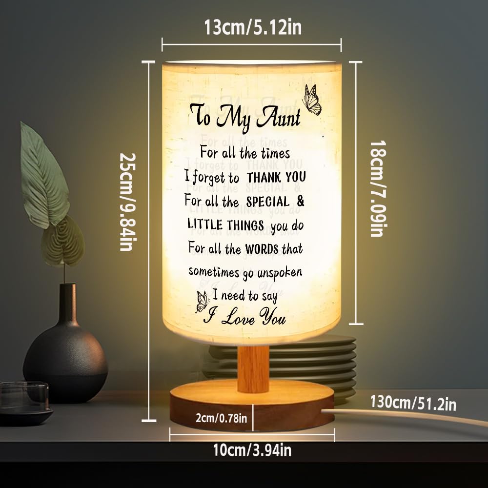 ZuEiiDop Aunt Table Lamp Gifts Auntie Gift Ideas Mothers Day Birthday Gifts for Aunts from Niece Nephew Christmas I Love You Gift for Aunts Aunties Tia Gifts for Women Aunt Bedside Lamp for Bedroom