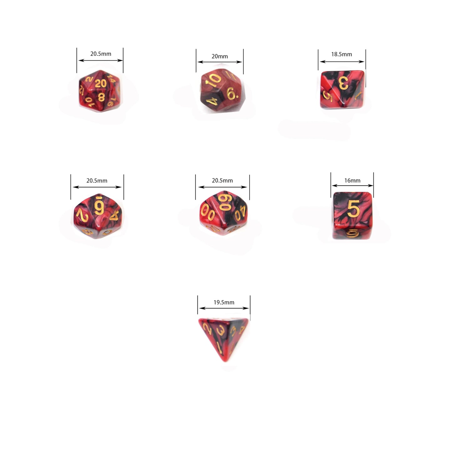 SmartDealsPro 5 x 7-Die Double-Colors Polyhedral Dice Sets with Pouches for D&D DND RPG MTG Dungeon and Dragons Table Board Roll Playing Games D4 D6 D8 D10 D% D12 D20